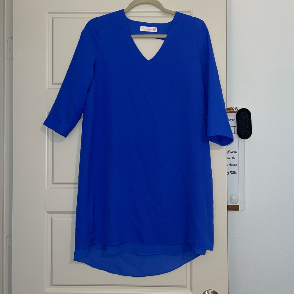 Cobalt Blue V-Neck Mini Dress